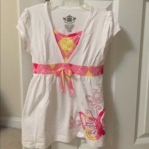 Girl's 7/8 Pink & White Shirt